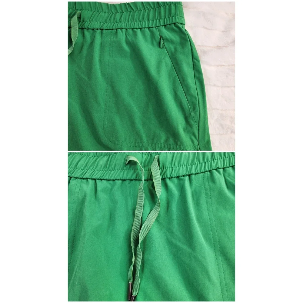 Chico's Zenergy Green Elastic Waist Drawstring Shorts Size 2 US 12 Zipper Pocket